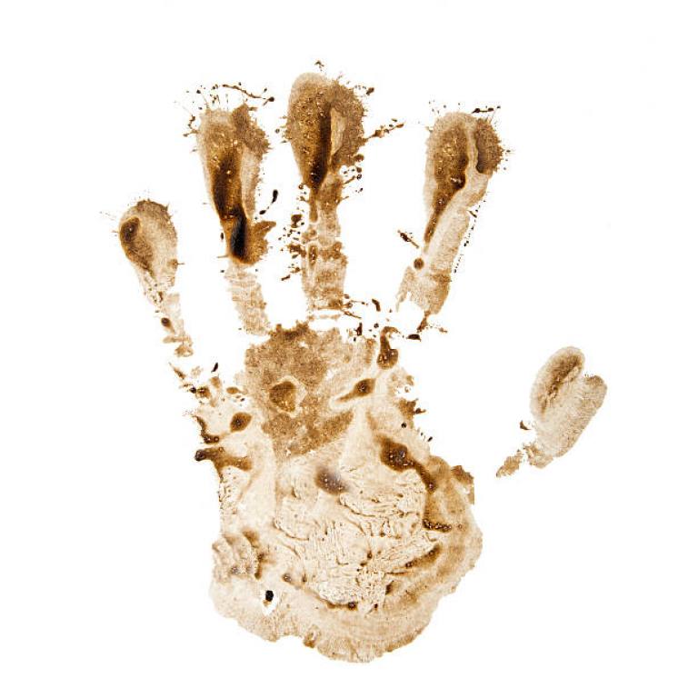 dirty hand print isolated on a white background dirty hand print isolated on a white background